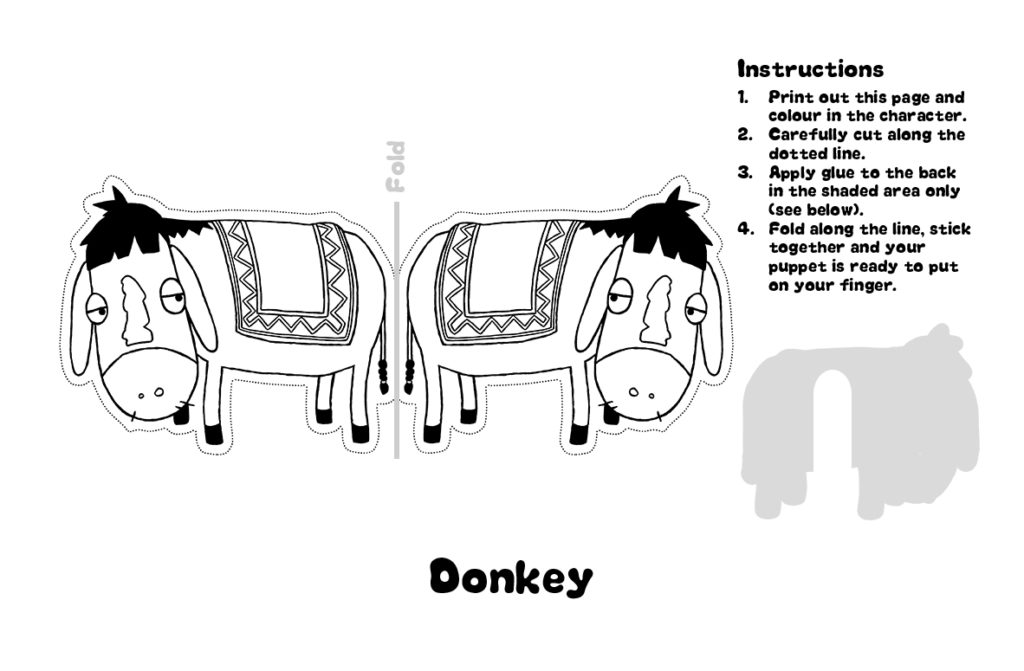 Sarah and Duck Donkey Finger Puppet Template