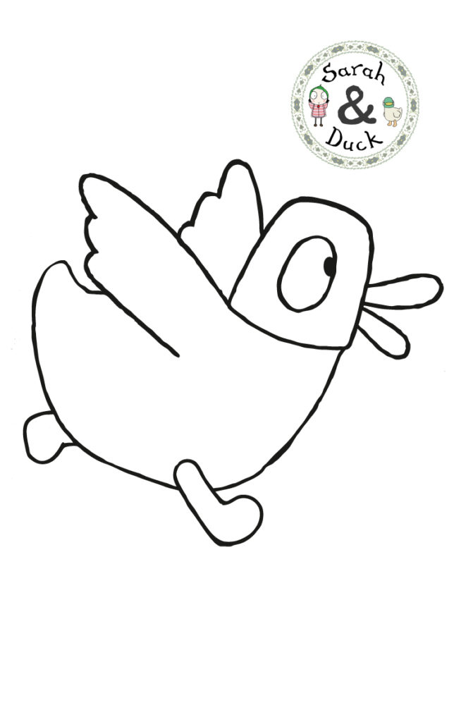 Sarah and Duck Flapping Wings Colouring Sheet