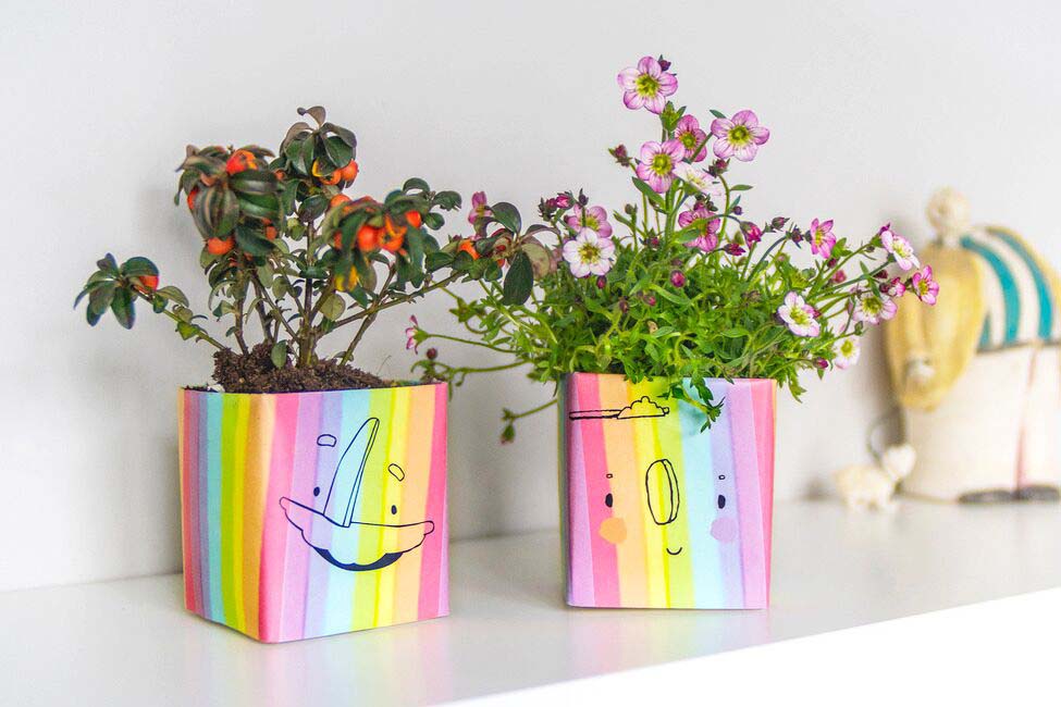 Rainbow flower planters